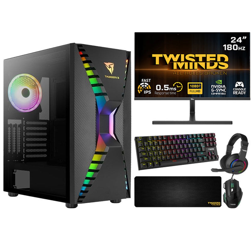 i5 Gaming PC, i5-12400F, RTX 2060 6GB, Windows 11 Pro with Gaming Monitor and 4in1 Gaming Kit