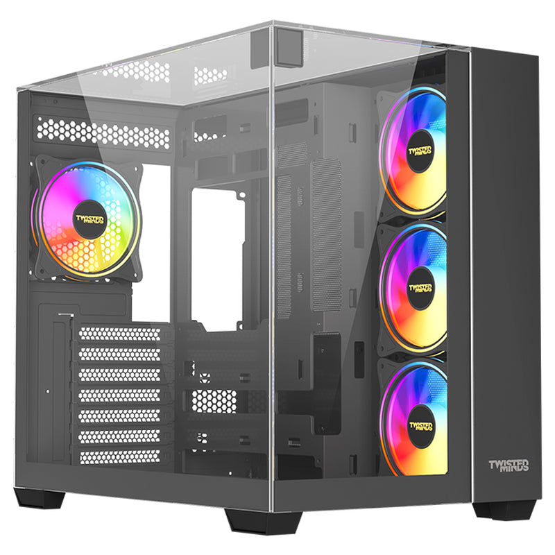 Twisted Minds Warden Rider Tempered Glass ATX Mid Tower Gaming Case - Black (3 ARGB Fans Included)