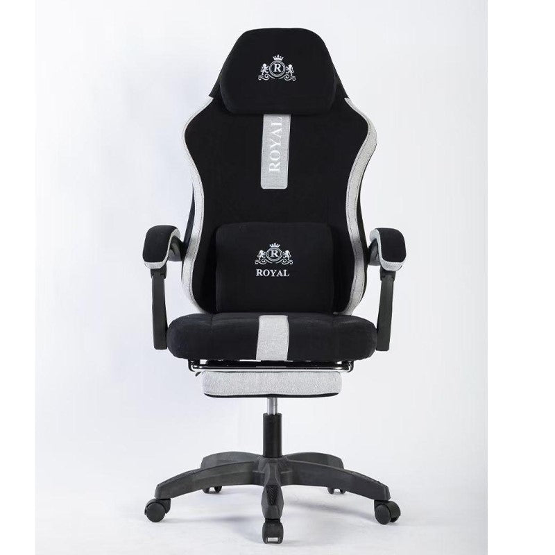 Royal Gaming Chair with Footrest Leather - Black