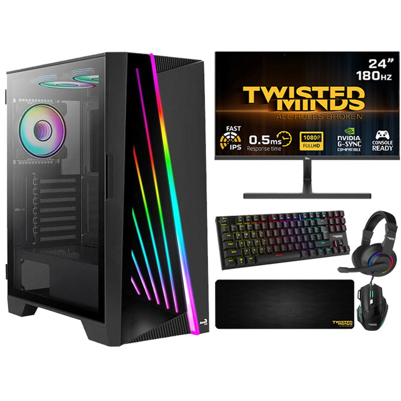 i5 Gaming PC, i5-12400F, RTX 2060 12GB, Windows 11 Pro with Gaming Monitor and 4in1 Gaming Kit
