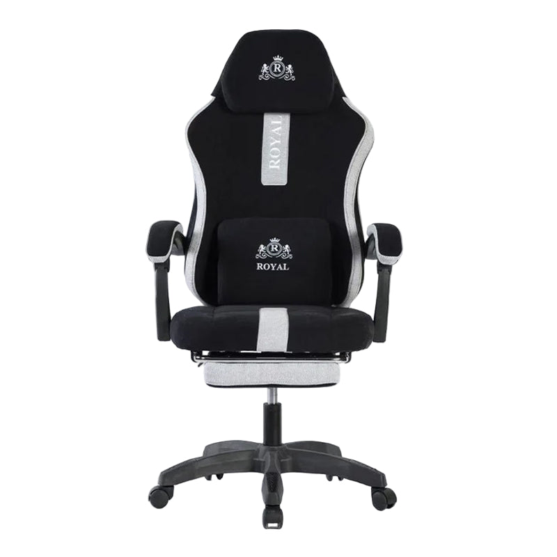 Royal Gaming Chair with Footrest Leather - Black