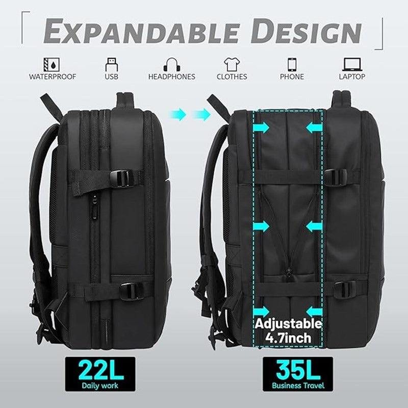 BANGE Travel Backpack Business Backpack School Expandable USB Bag Large Capacity 17.3