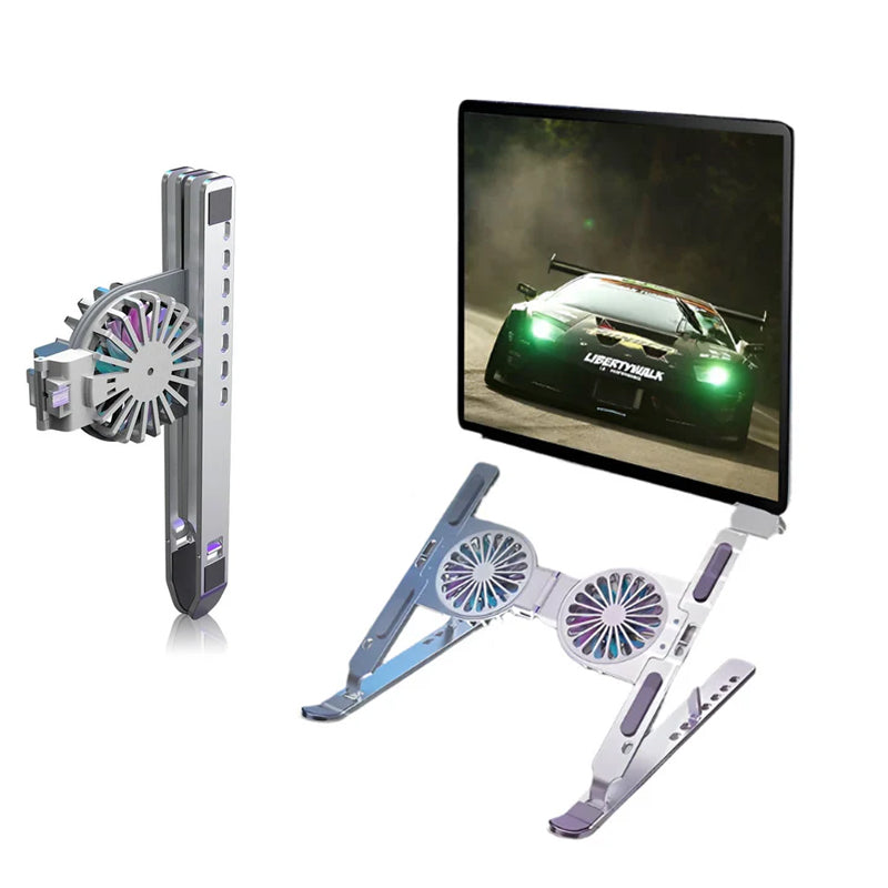 Aluminum Foldable Gaming Laptop Cooler 2 Fan Cooling Pad For All Laptops
