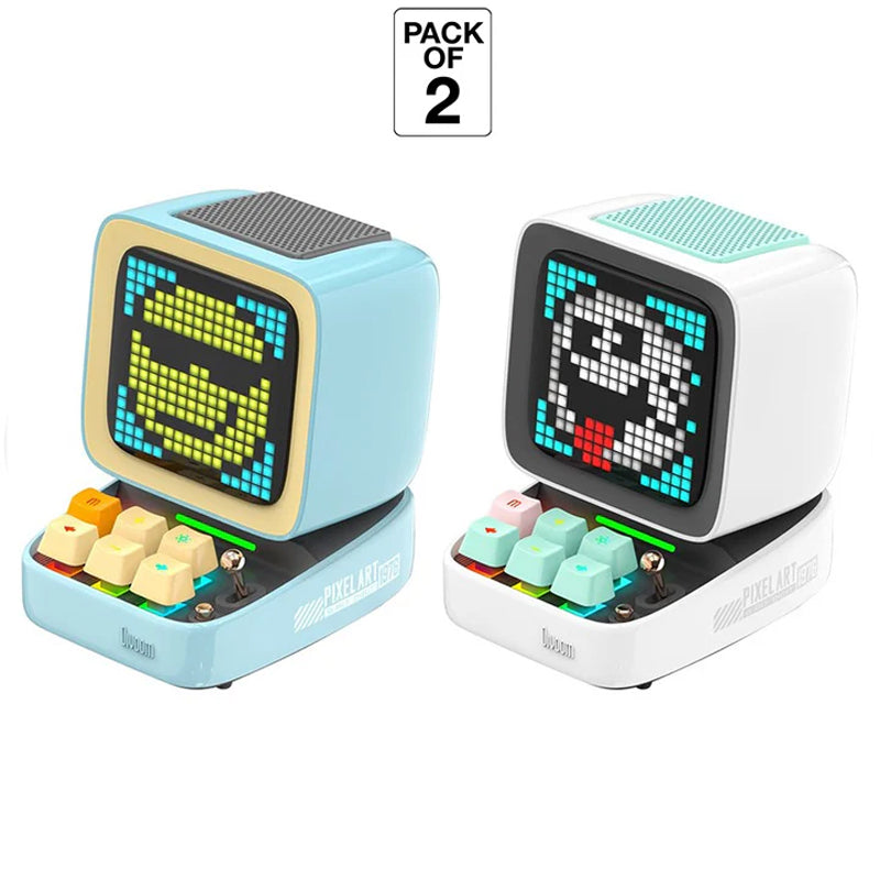 Divoom Ditoo-Pro Retro Pixel Art Bluetooth Speaker with RGB Mechanical Keyboard – Blue & White