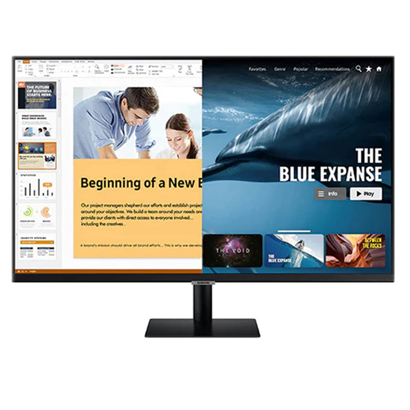 شاشة سامسونج 27 بوصة عالية الدقة ، 60 هرتز ، مع إمكانية الاتصال بالهاتف المحمول ، HDMI ، USB - أسود