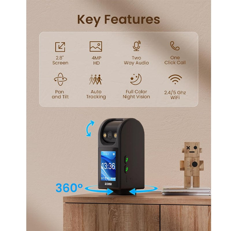 Zosi 4.0 MP Indoor 2-way Video Calling Camera