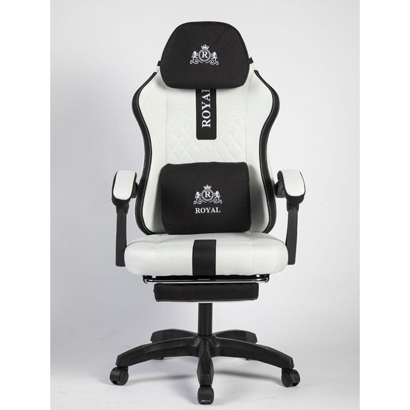 Royal Gaming Chair with Footrest Leather - White