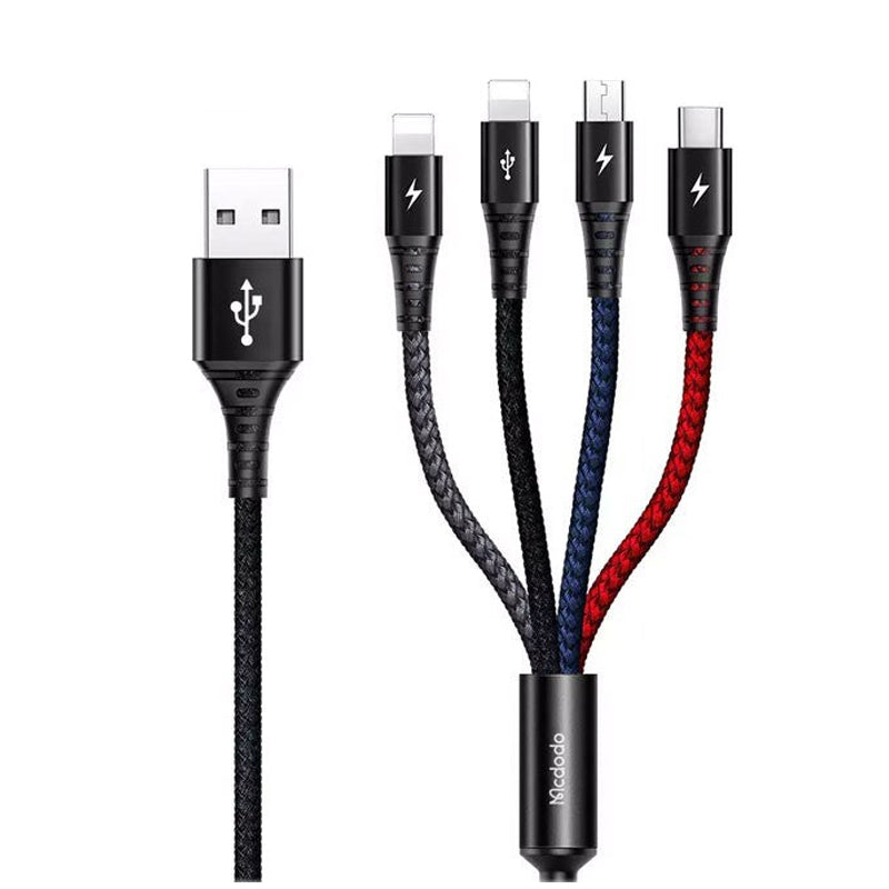 Mcdodo 4 in 1 Charging Cable ( 2 Lightning + Micro + Type-C )