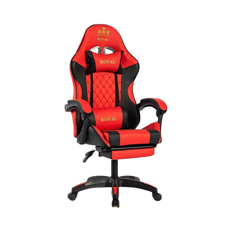 Royal Ergonomic Design Gaming Chair with Footrest - Red + Twisted Minds T Shaped RGB Gaming Desk (Dimension:110 cm x 60 cm x 75 cm)