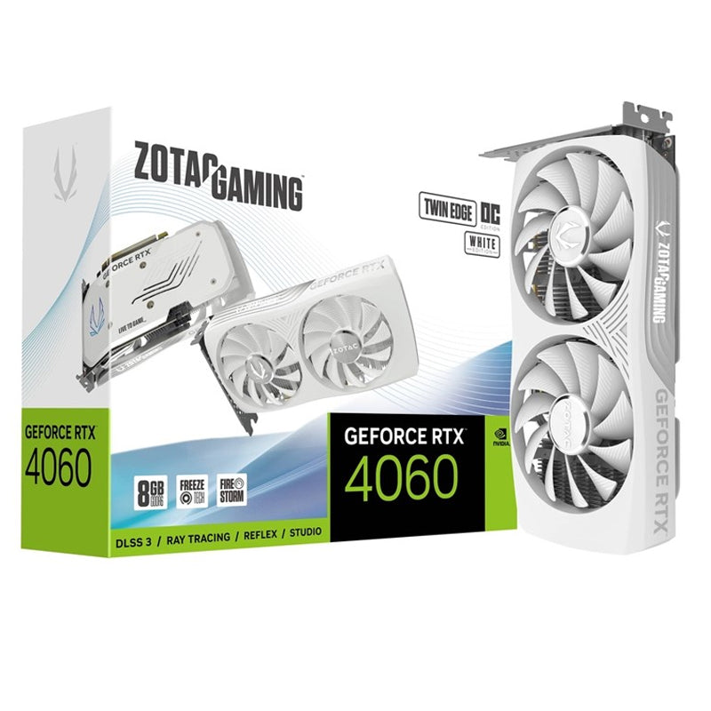 زوتاك بطاقة رسومات الألعاب جيمينج جي فورس RTX 4060 سعة 8 جيجابايت الحافة المزدوجة OC إصدار أبيض GDDR6