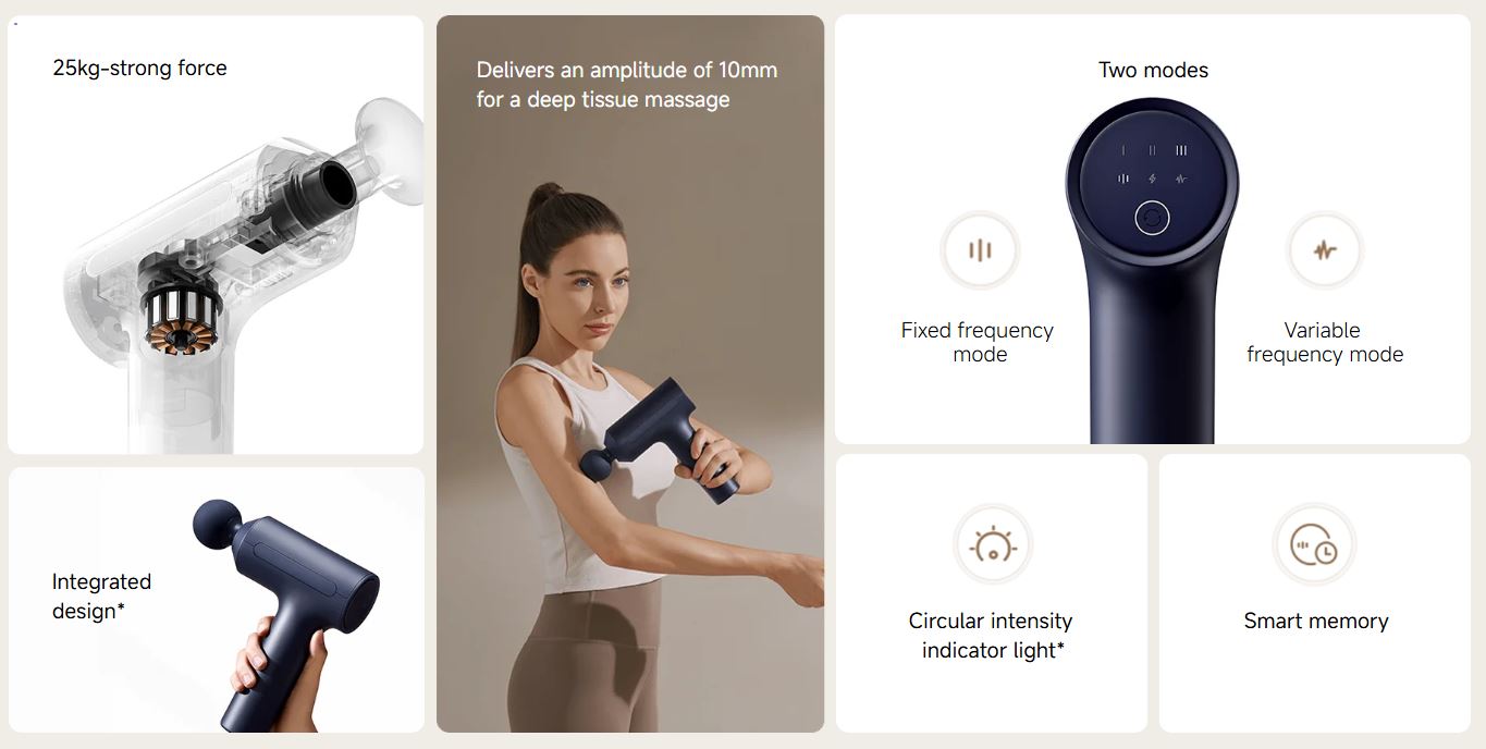 Xiaomi Mi Handheld Muscle Massage Gun 2 with 2 Massage Heads - Blue