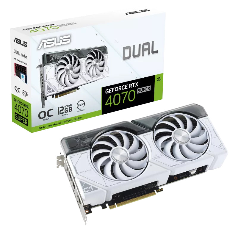 Asus Dual GeForce RTX 4070 SUPER White OC Edition 12GB GDDR6X Gaming Graphics Card