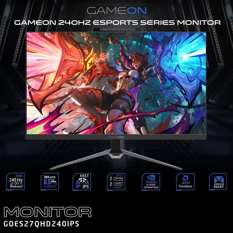 جيم اون GOES27QHD240IPS شاشة الالعاب مقاس 27 بوصة كيو اتش دي, , MPRT 0.5ms منفذ اتش دي ام اي 2.1, Fast IPS, تدعم بلاي ستيشن 5