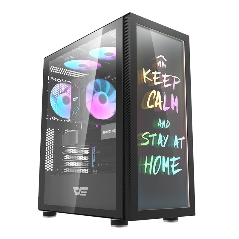 DarkFlash DK210 GRAFFITI ATX Mid Tower PC Gaming Case - Black