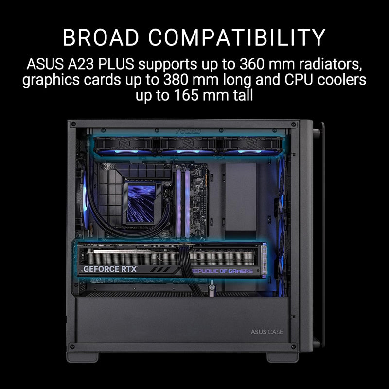 Asus A23 Plus Tempered Glass M-ATX Gaming PC Case (4 ARGB Fans Included)
