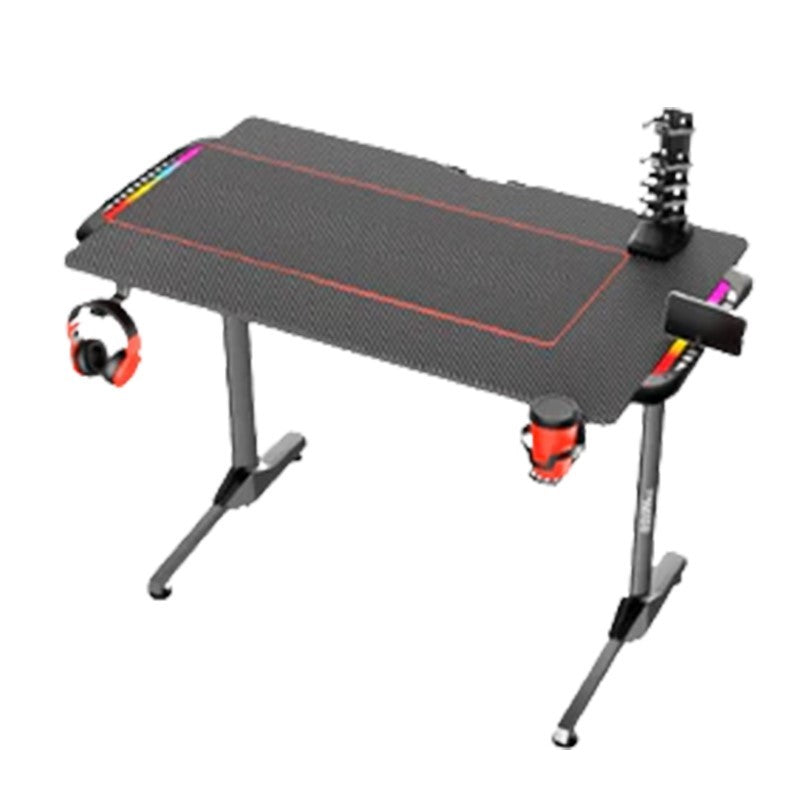 DXRaxer Prince-L PVC Leather Gaming Chair - Red/Black + Twisted Minds T-Shaped RGB Gaming Desk