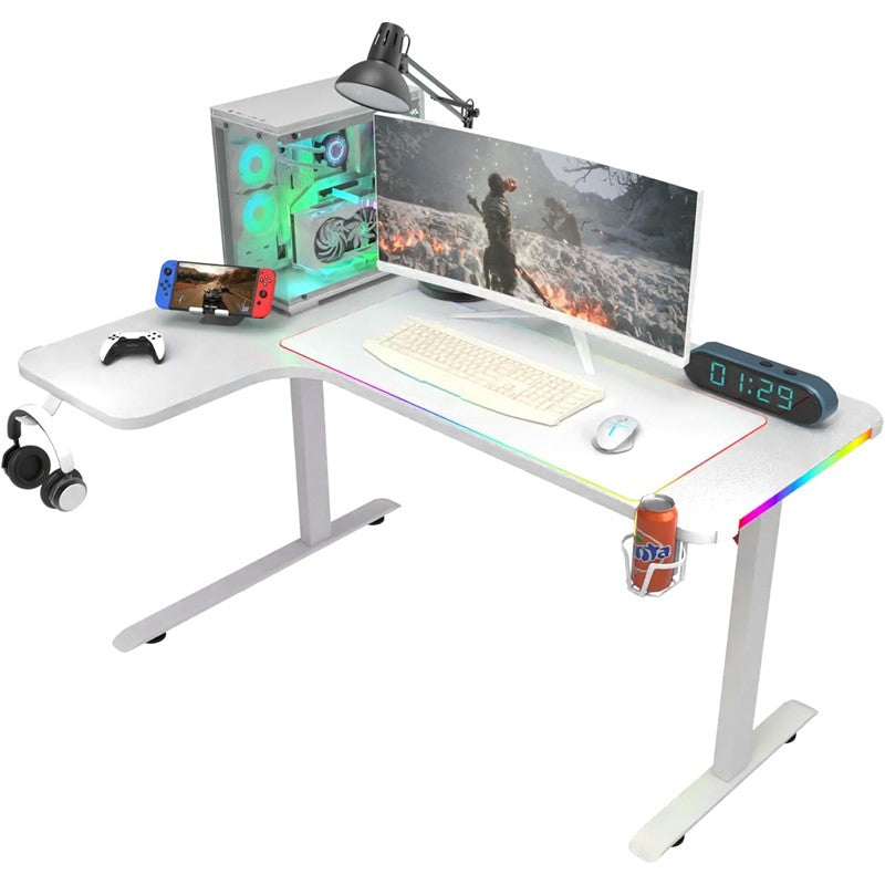 Royal RGB L Gaming Desk (Left Side) 140 x 60 x 100 cm - White