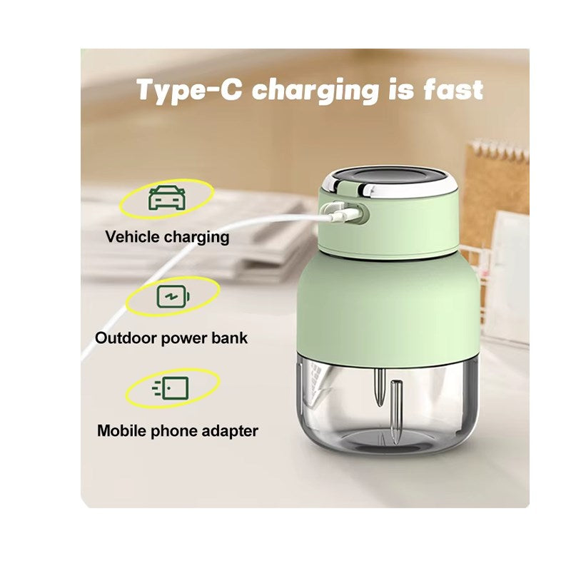 Portable Handheld USB Rechargeable Electric Juicer, Blender 800 ml - Green