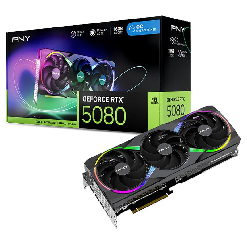 PNY GeForce RTX 5080 ARGB EPIC-X RGB 16GB OC GDDR7 Gaming Graphics Card