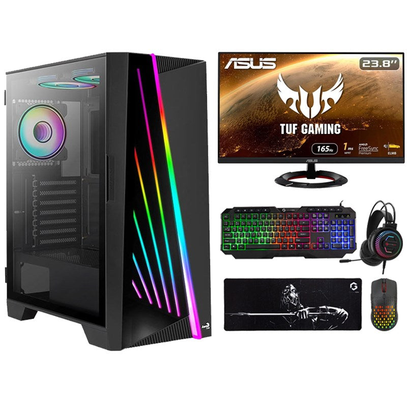 i5 Gaming PC, i5-12400F, RTX 2060 6GB, Windows 11 Pro with Asus Gaming Monitor and 4in1 Gaming Kit