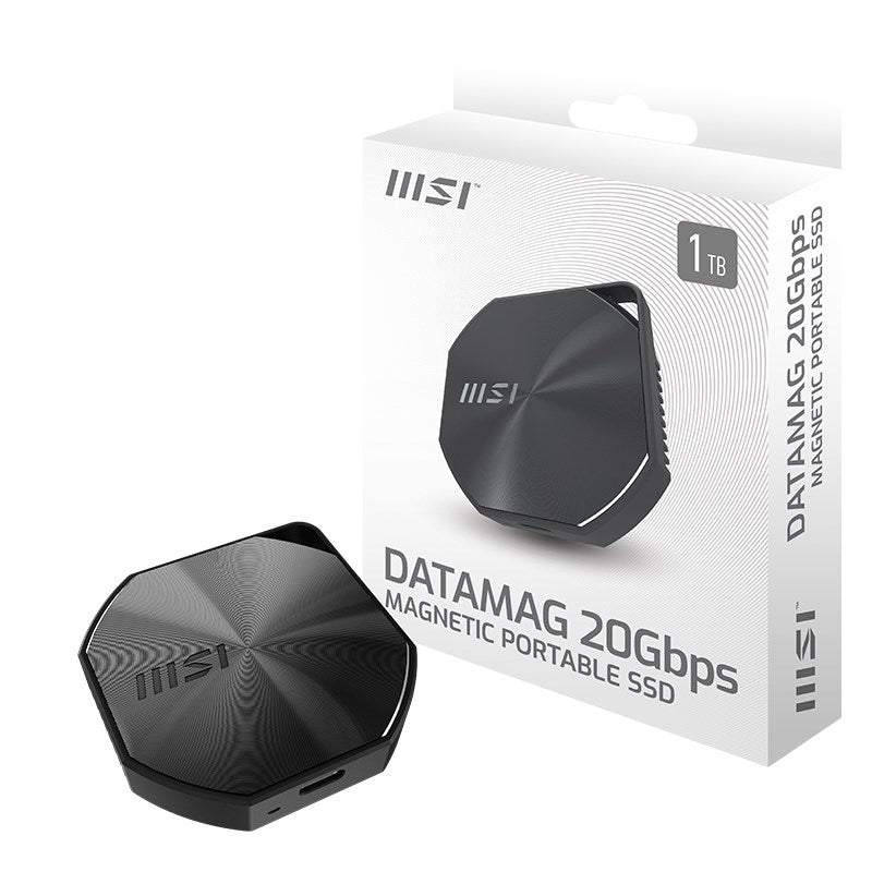 MSI DATAMAG 20Gbps 1 TB Magnetic Portable SSD for PCs, Laptops, Macs, Smartphones, iPhones, iPads, Cameras, and Gaming Consoles - Black