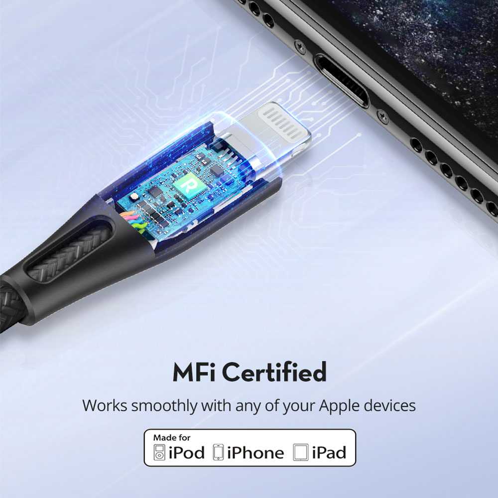 RAVPower RP-CB1003 0.3 m Type-C to Lightning Cable Nylon