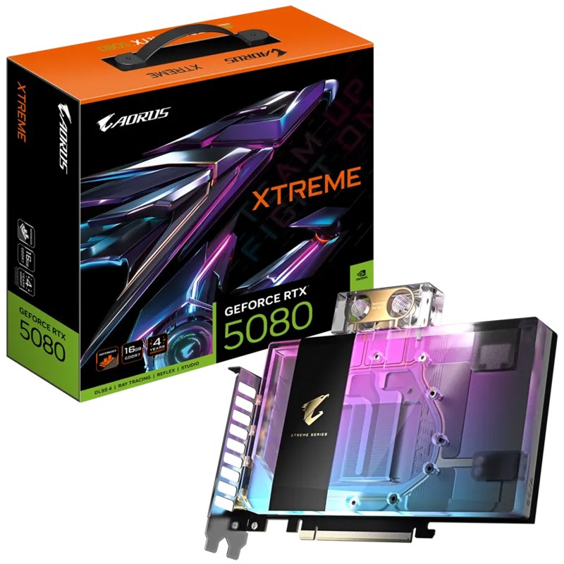GIGABYTE AORUS GeForce RTX 5080 XTREME WATERFORCE WB 16GB GDDR7 Gaming Graphics Card