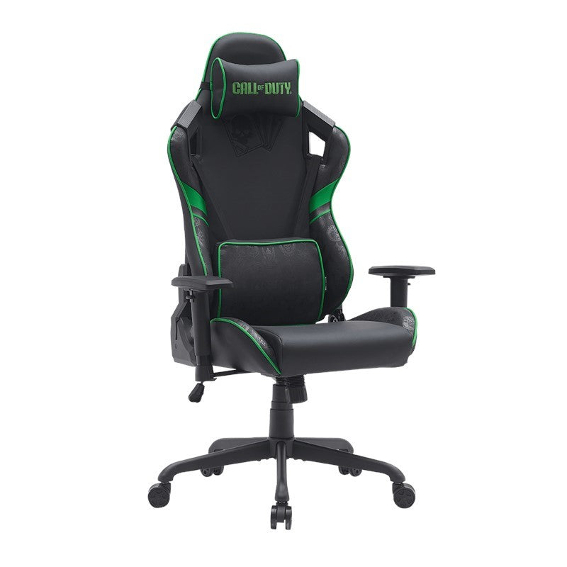 Twisted Minds T Shaped RGB Gaming Desk + GAMEON Call Of Duty Gaming Chair W/A 4D Armrest&M Base - Green/Black