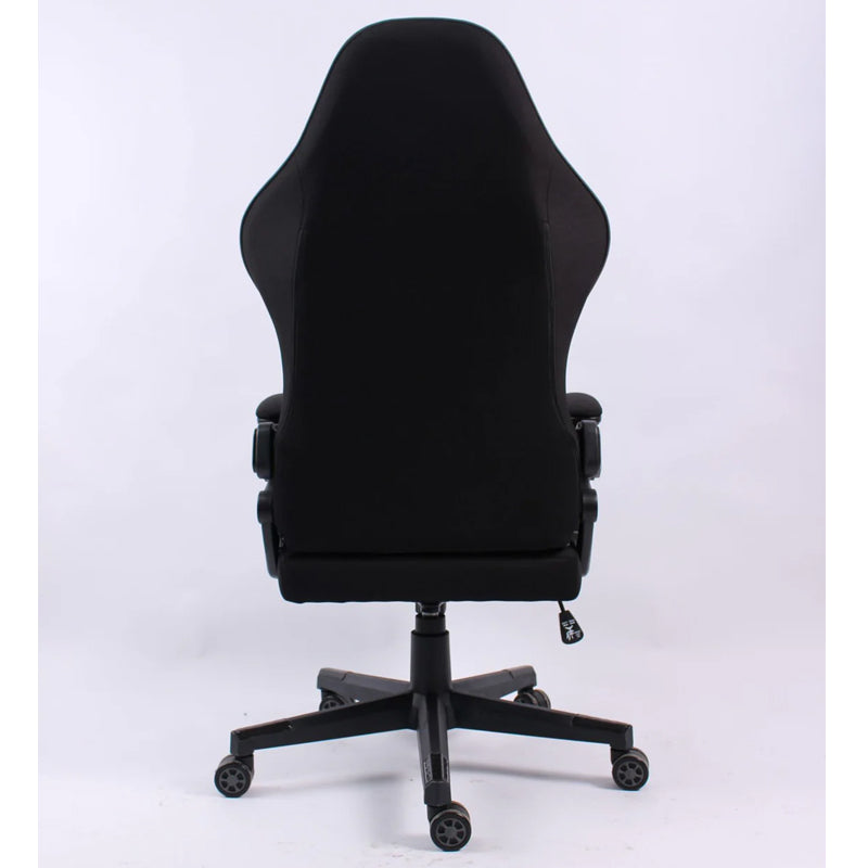 Black Bull Gaming Chair With Headrest Up & Down Slide Adjustable and Moveable Armrest, Fabric