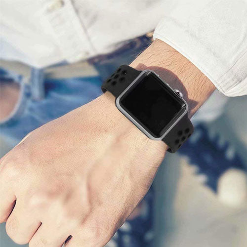 Apple Watch Soft Silicon Band For 42 MM / 44 Mm Apple Watch - Black/Black