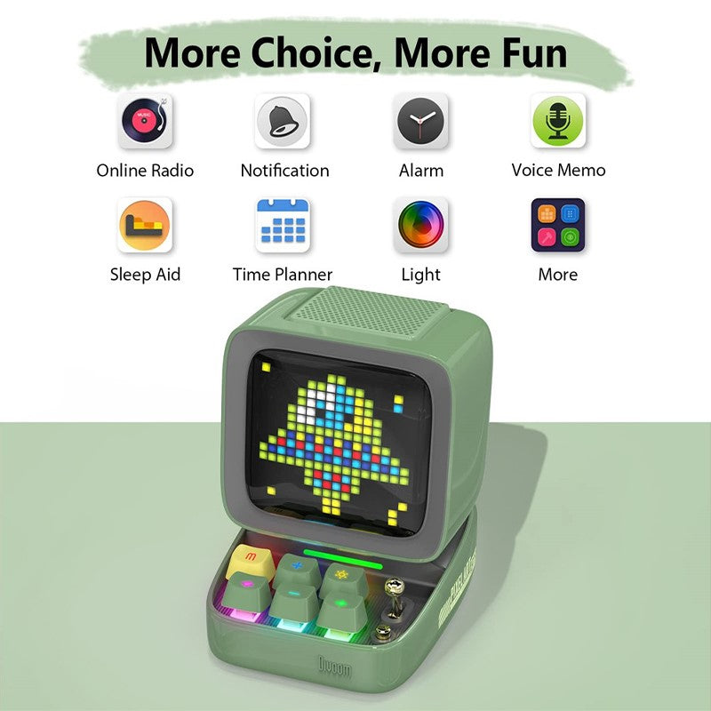 Divoom Ditoo-Mic Retro Pixel Art Portable Bluetooth Speaker with Microphone Karaoke Function – Blue & Green