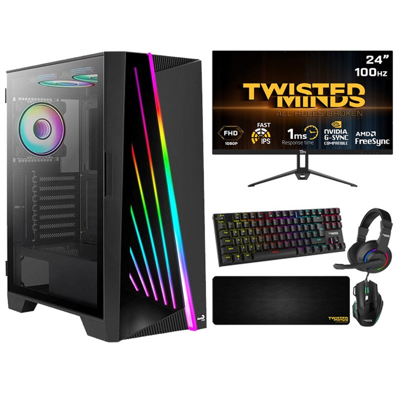 i5 Gaming PC, i5-12400F, RTX 2060 12GB, Windows 11 Pro with Gaming Monitor and 4in1 Gaming Kit