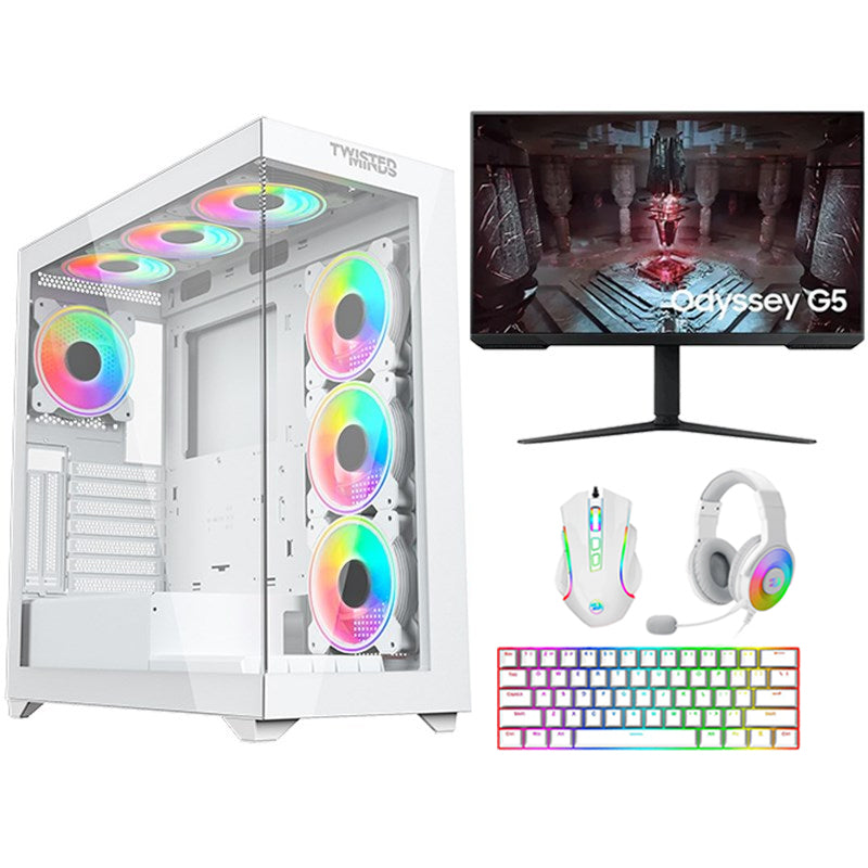 كومبيوتر الألعاب اي 7, معالج i7-14700K, كارت شاشة RTX 4060 Ti 16GB, ويندوز 11 برو مع سامسونج شاشة 27 بوصة فل اتش دي , 240 هرتز, مع مجموعة الألعاب 4 في 1