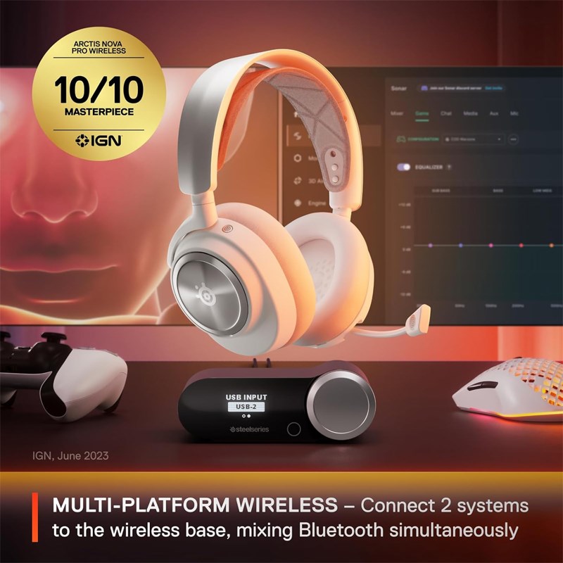 SteelSeries Arctis Nova Pro Wireless Gaming Headset for PS4/PS5, PC, Switch, Mac, Mobile - White