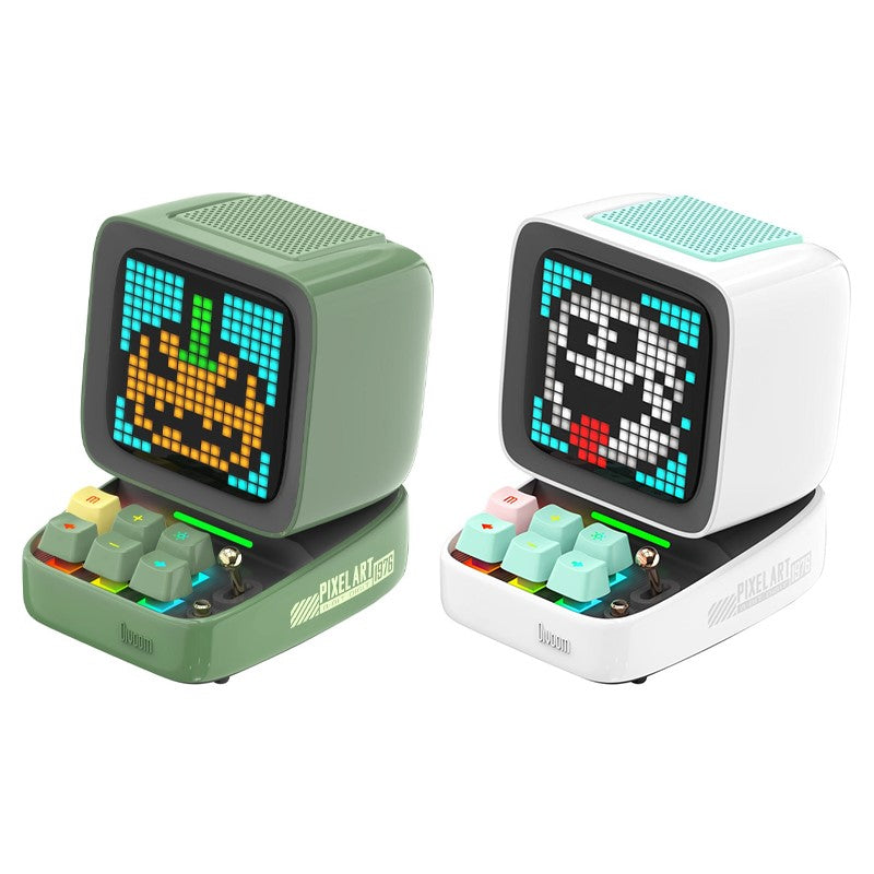 Divoom Ditoo-Pro Retro Pixel Art Bluetooth Speaker with RGB Mechanical Keyboard – White & Green
