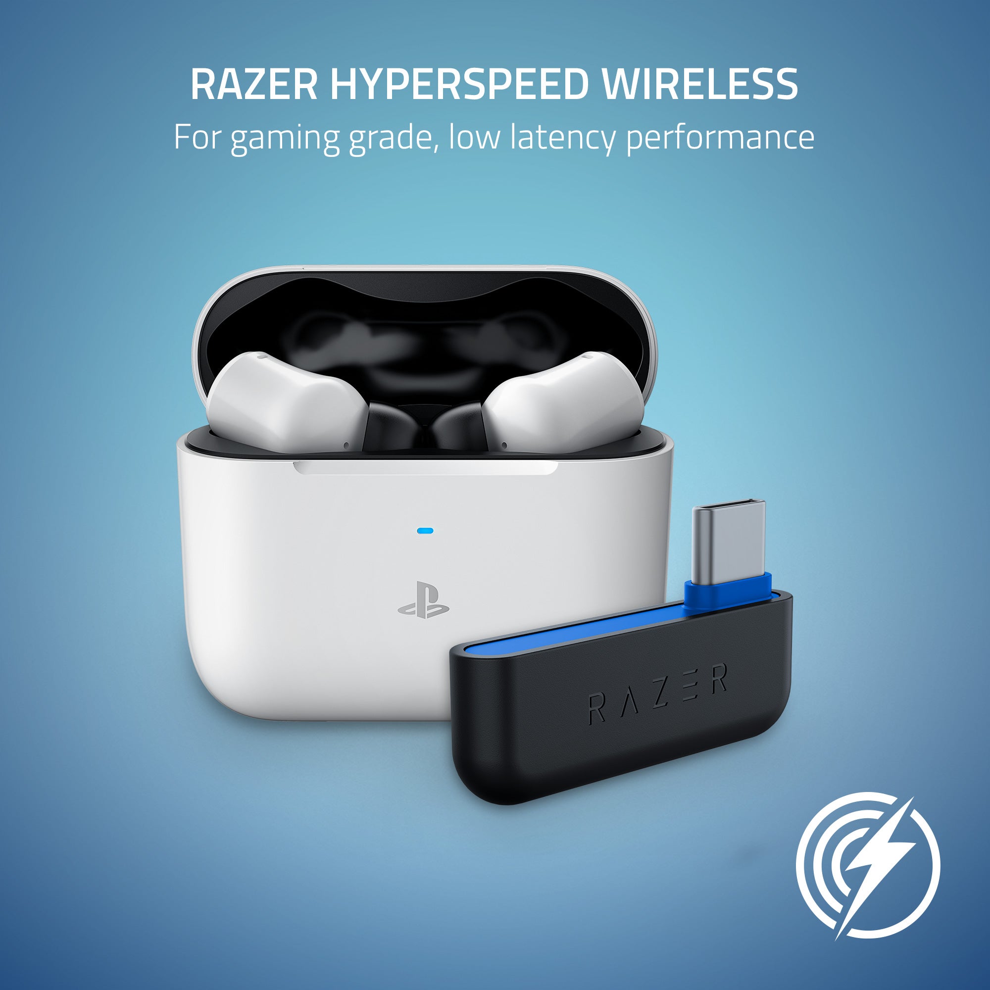 Razer Hammerhead HyperSpeed - PlayStation Licensed Wireless Multi-Platform Gaming Earbuds - White