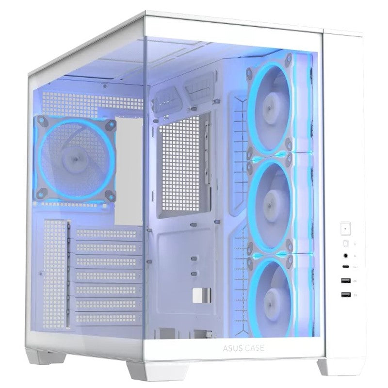 Asus A32 Plus ATX Dual Chamber Mid Tower Gaming Case - White (4 ARGB F