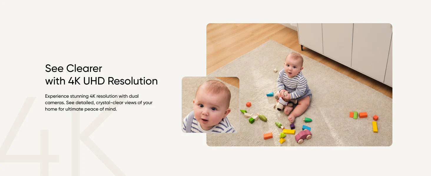 Eufy Security Indoor Cam S350,Dual Cameras, 4K UHD Resolution Security Camera with 8x Zoom and 360° PTZ, Human/Pet AI,Dual-Band Wi-Fi 6, White