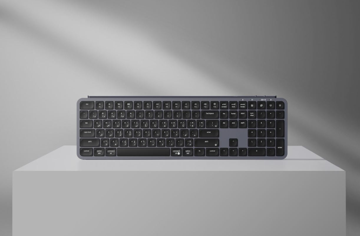 Keychron B6 Pro Full-Size Ultra-Slim Wireless ZMK Custom Keyboard for Windows & Mac, English/Arabic - Space Grey