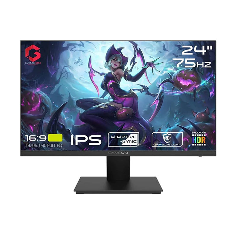 شاشة ألعاب جيم أون GOB24FHD75IPS مقاس 24 بوصة بدقة FHD و75 هرتز و4 مللي ثانية وشاشة IPS مسطحة للألعاب