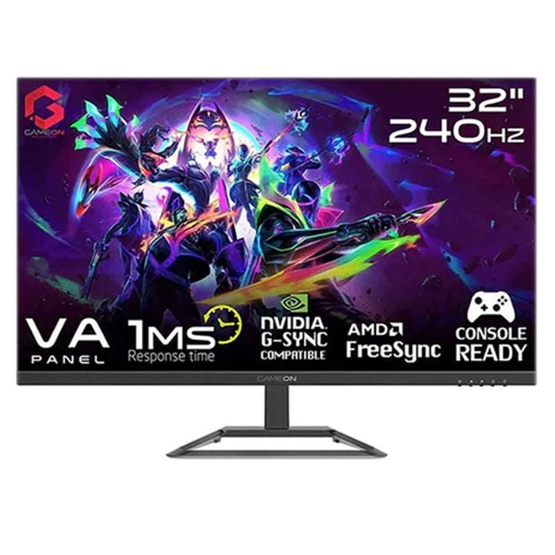 شاشة ألعاب جيم أون GOP32FHD240VA مقاس 32 بوصة فل اتش دي، 240 هرتز، 1 مللي ثانية (1920 × 1080) مسطحة مع تقنية جي سينك & فري سينك - أسود (متوافق مع وحدة التحكم HDMI 2.1)