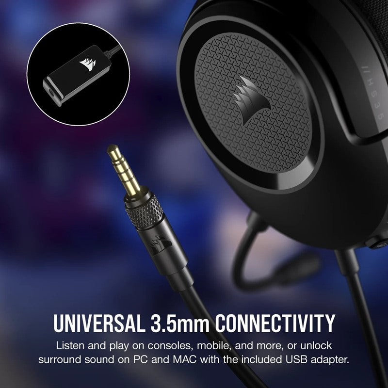 Corsair HS35 SURROUND v2 Multiplatform Wired Gaming Headset for PC, PS