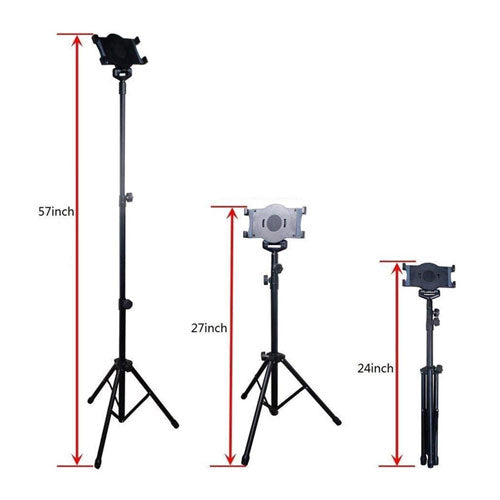 Universal iPad Tablet Tripod Stand, Adjustable Foldable Floor Stand with 360’ Rotating Holder for iPad Pro, iPad Air, Tablets for 7.9” to 11