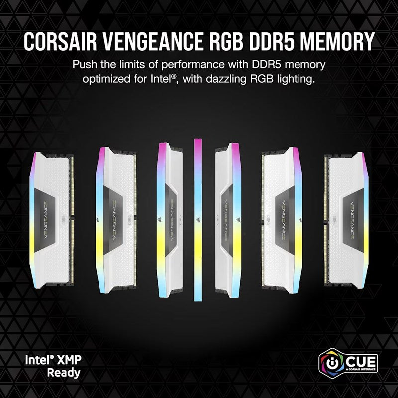 Corsair VENGEANCE RGB 64GB (2x32GB) DDR5 DRAM 6000MT/s CL30 AMD EXPO & Intel XMP Memory Kit - White