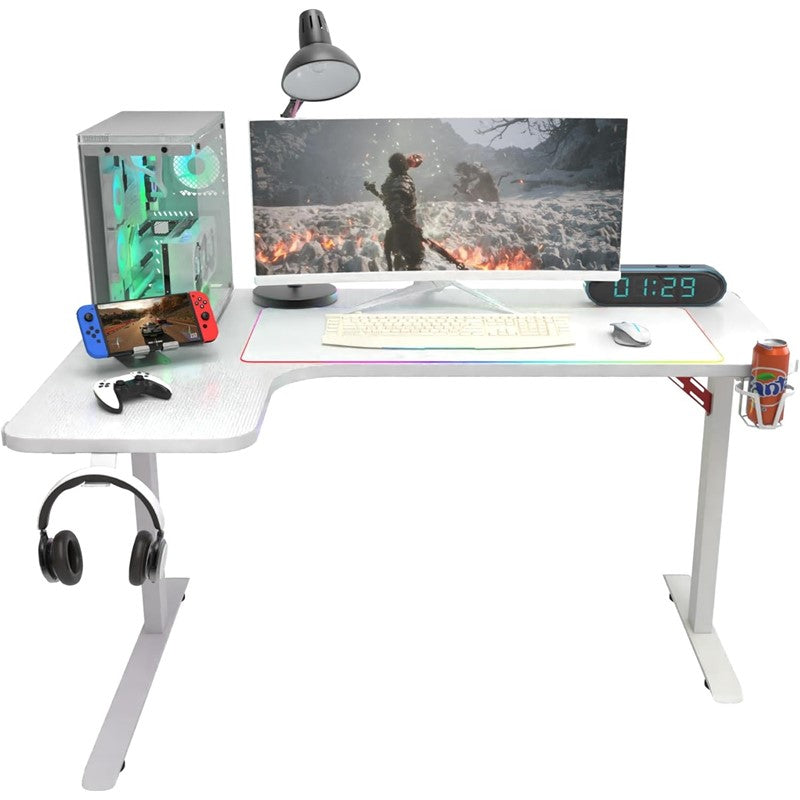 Royal RGB L Gaming Desk (Left Side) 140 x 60 x 100 cm - White