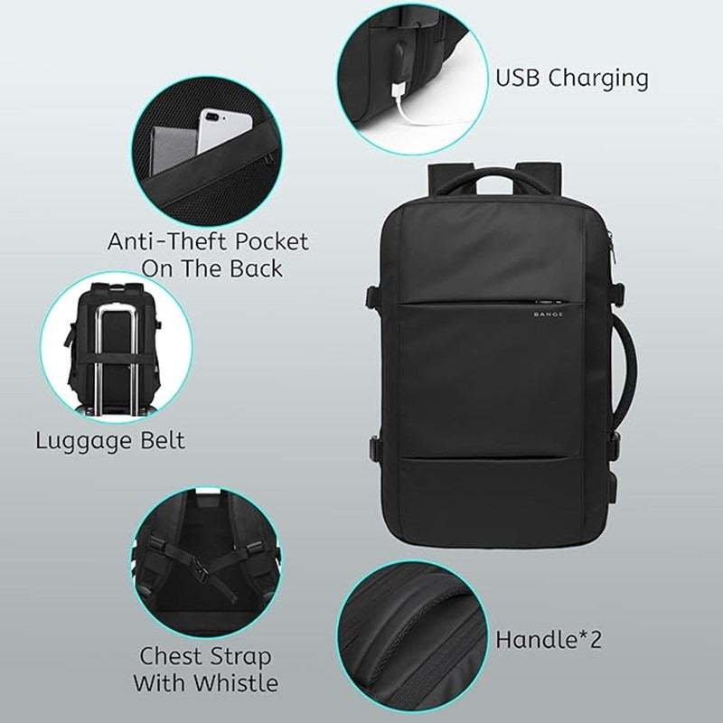 BANGE Travel Backpack Business Backpack School Expandable USB Bag Large Capacity 17.3