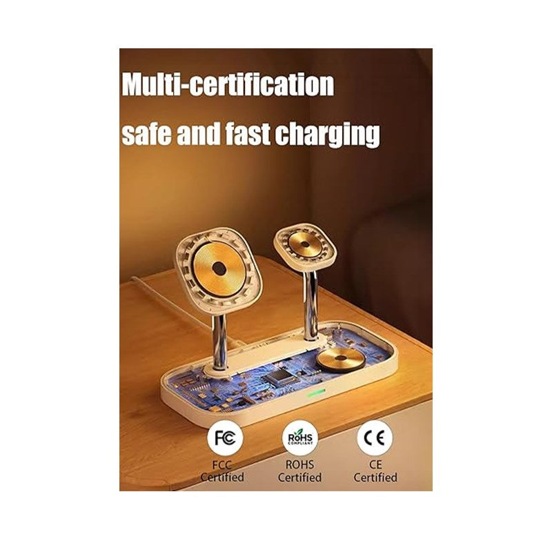 3 in 1, 15 W Wireless Charging Stand, Station For Multiple Devices - White