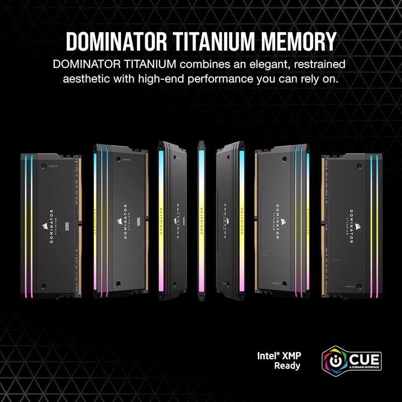 Corsair DOMINATOR TITANIUM RGB 64GB (2x32GB) DDR5 DRAM 6600MT/s CL32 Intel XMP Memory Kit - Black