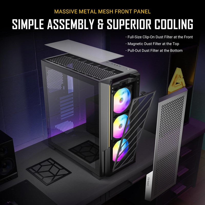 Antec P20C ARGB E-ATX Mid Tower Gaming PC Case - Black (3 ARGB Fans Included)