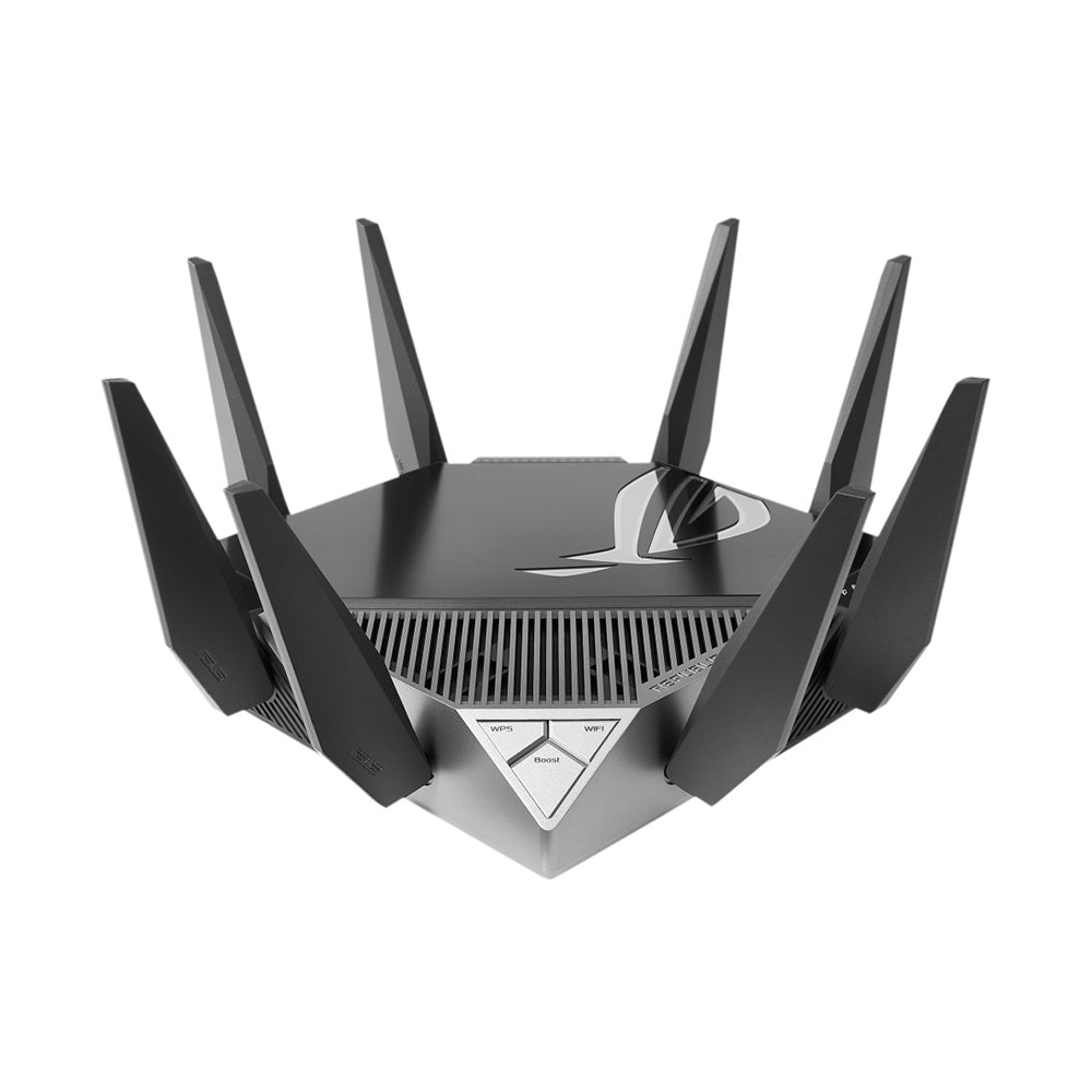 راوتر العاب من اسوس ROG Rapture, راوتر العاب 6 جيجا هرتز, ثلاثي الموجات WiFi 6E (802.11ax), 2.5 جيجاهرتز, منفذ WAN / LAN متوافق مع PS5, تسريع ألعاب ثلاثي المستوى
